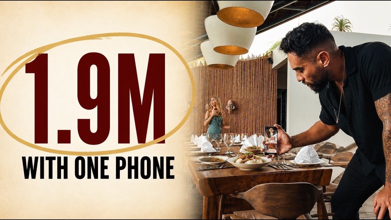 Mario filming a restaurant table on his phone